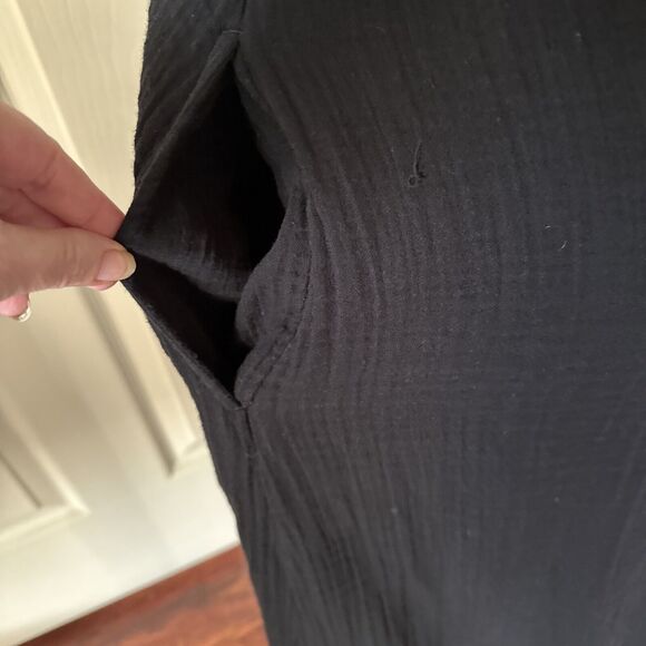 Old Navy Womens Boho Black Maxi Peasant Dress Sz L Dark Cottagecore Prairie - Picture 9 of 16